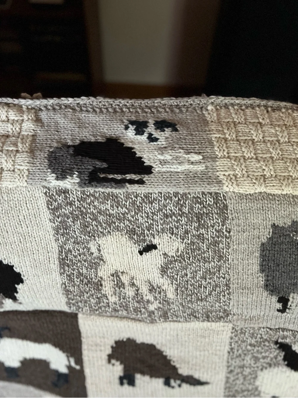 Handmade Sheep & Border Collie Wool Blanket/ Afghan Fleece Lined Peruvian Wool